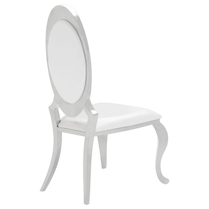 Creamy White Dining Chairs - Oval Queen Anne Back