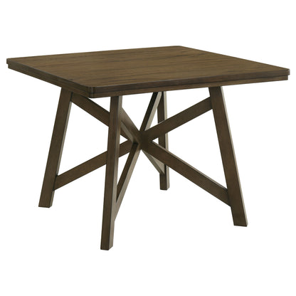 Square Brown Dining Table, 47-inch Square Counter Height