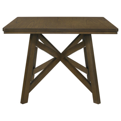 Square Brown Dining Table, 47-inch Square Counter Height