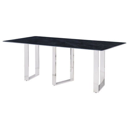 Grey Sintered Stone Rectangular Dining Table for Modern Dining Rooms