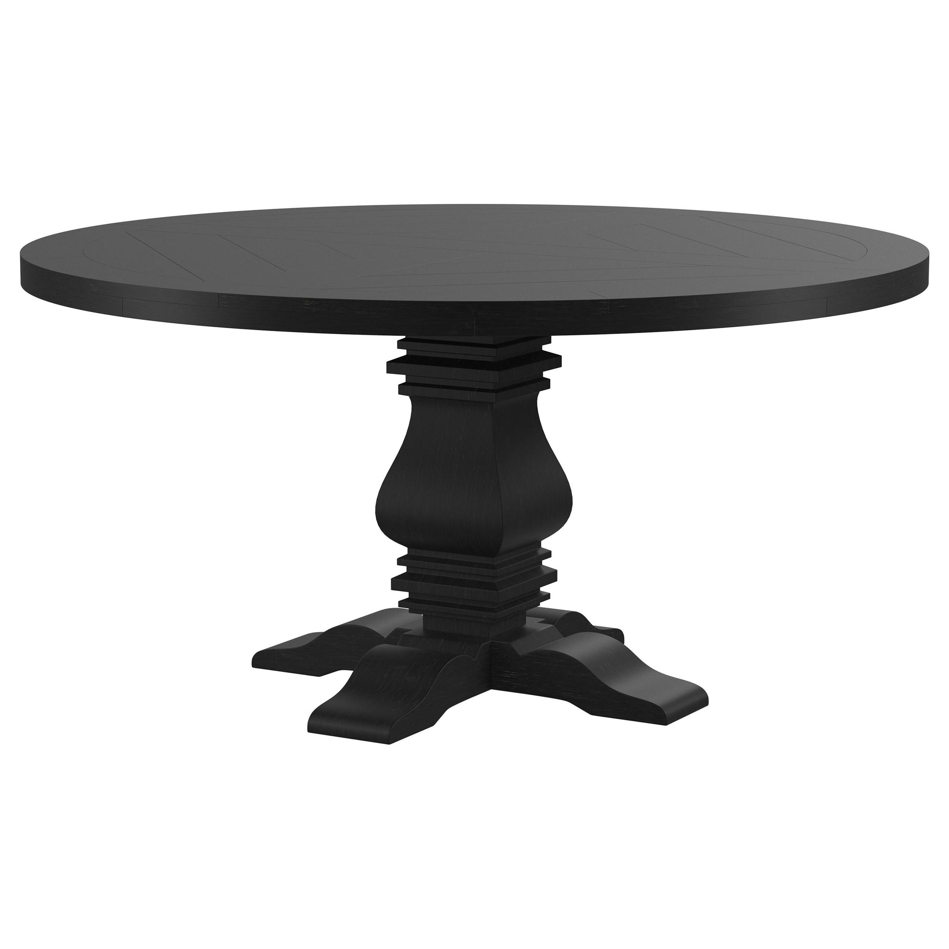 Black Round Pine Dining Table for Kitchen & Dining Room Use