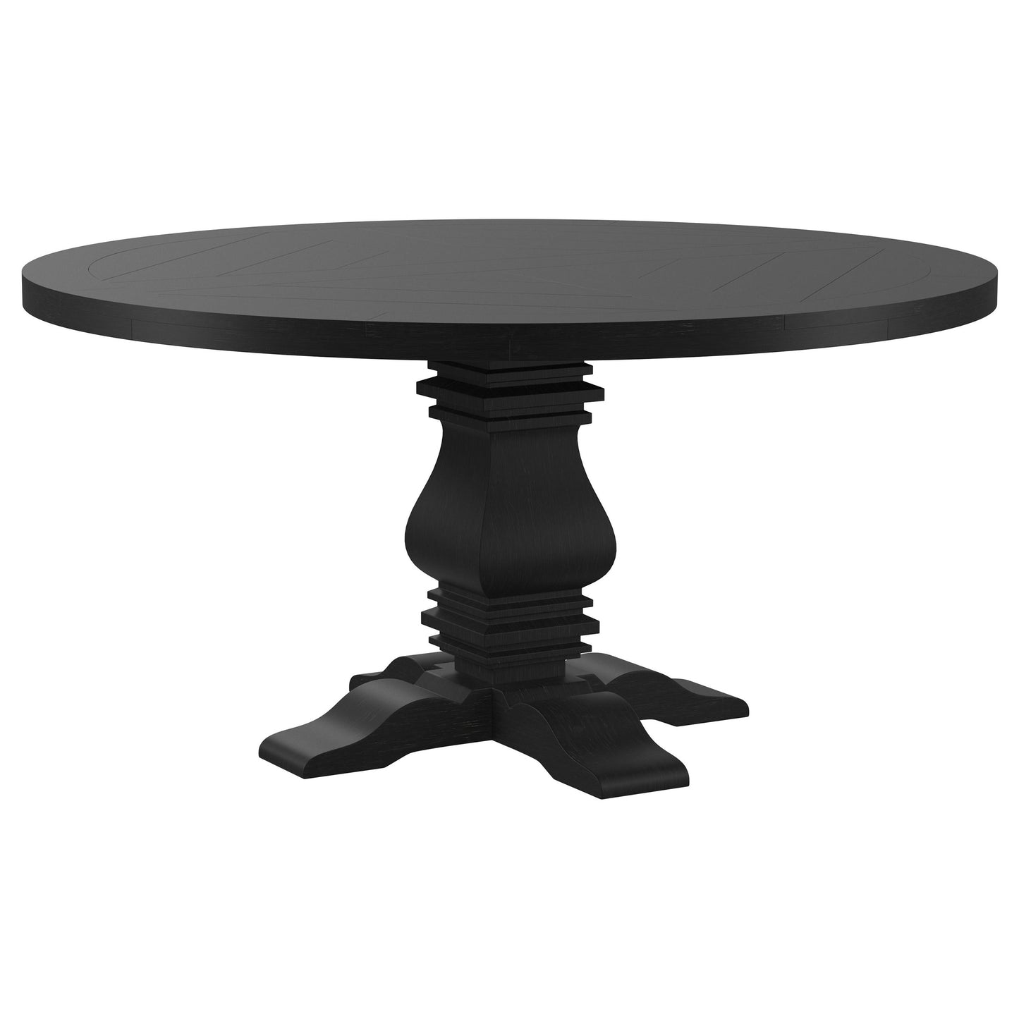 Black Round Pine Dining Table for Kitchen & Dining Room Use