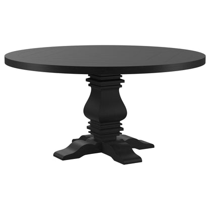 Black Round Pine Dining Table for Kitchen & Dining Room Use