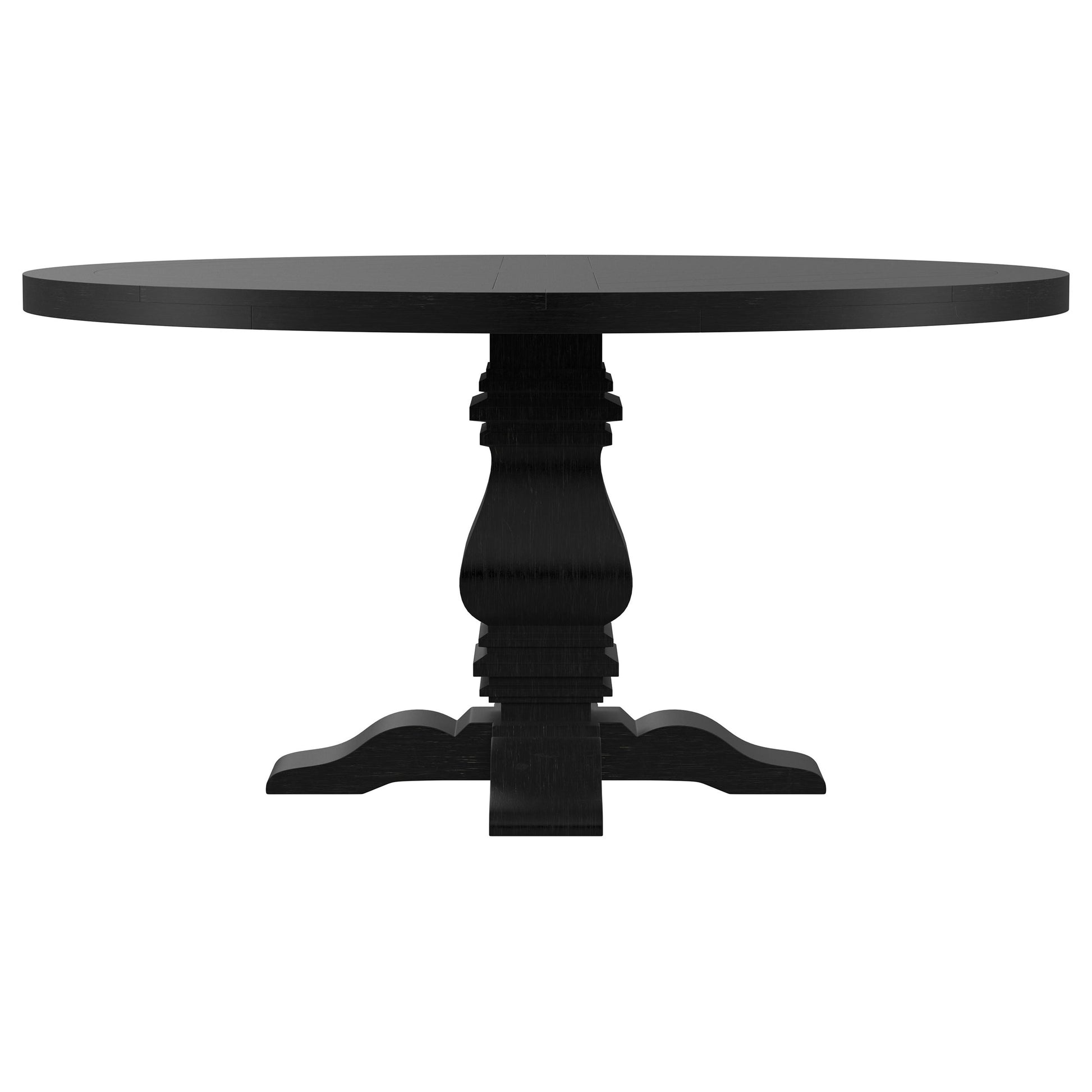 Black Round Pine Dining Table for Kitchen & Dining Room Use