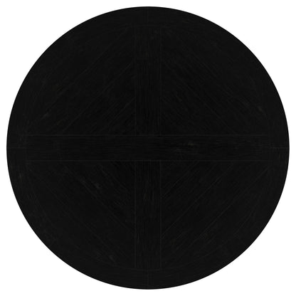 Black Round Pine Dining Table for Kitchen & Dining Room Use
