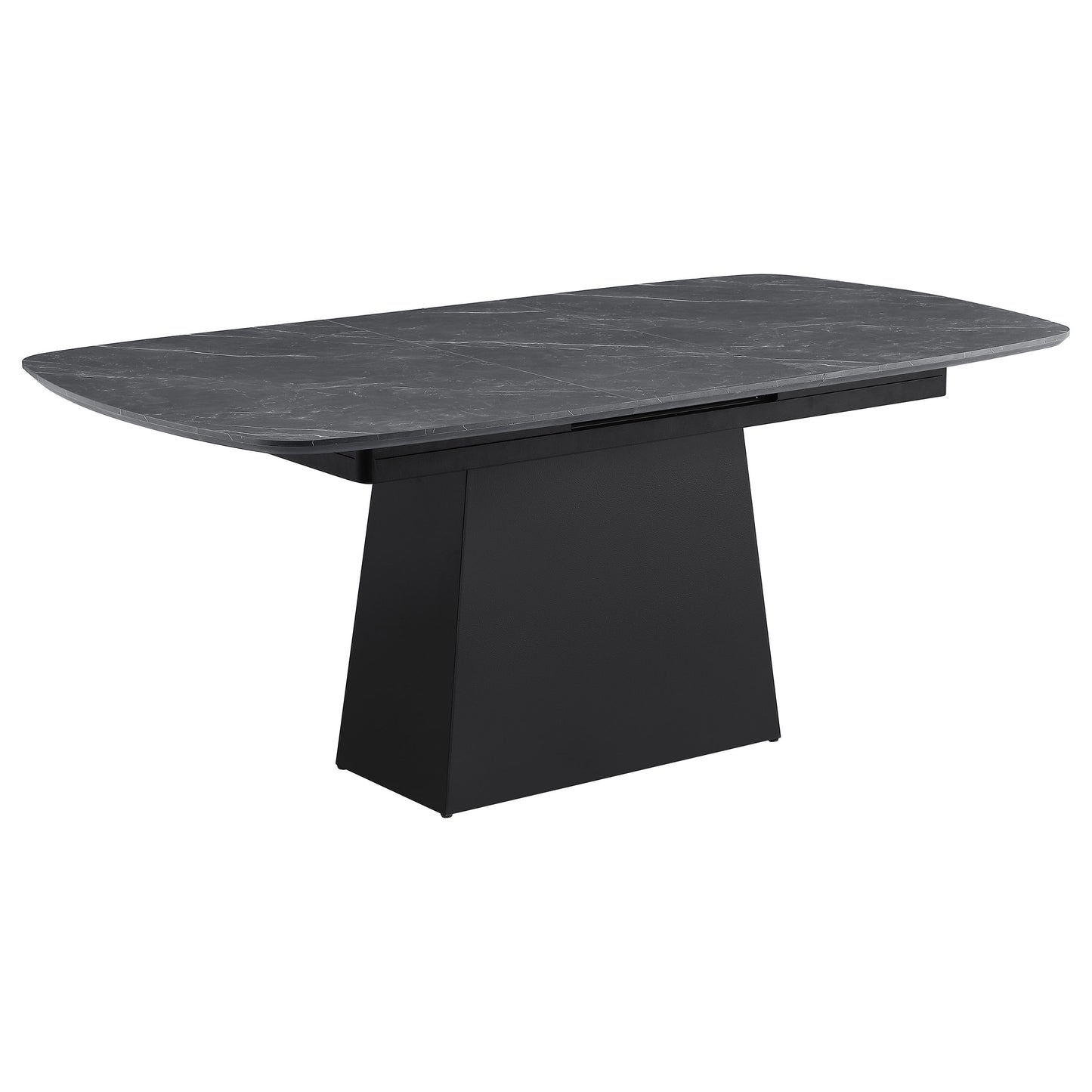 Black Faux Marble Extension Dining Table - Seats 6