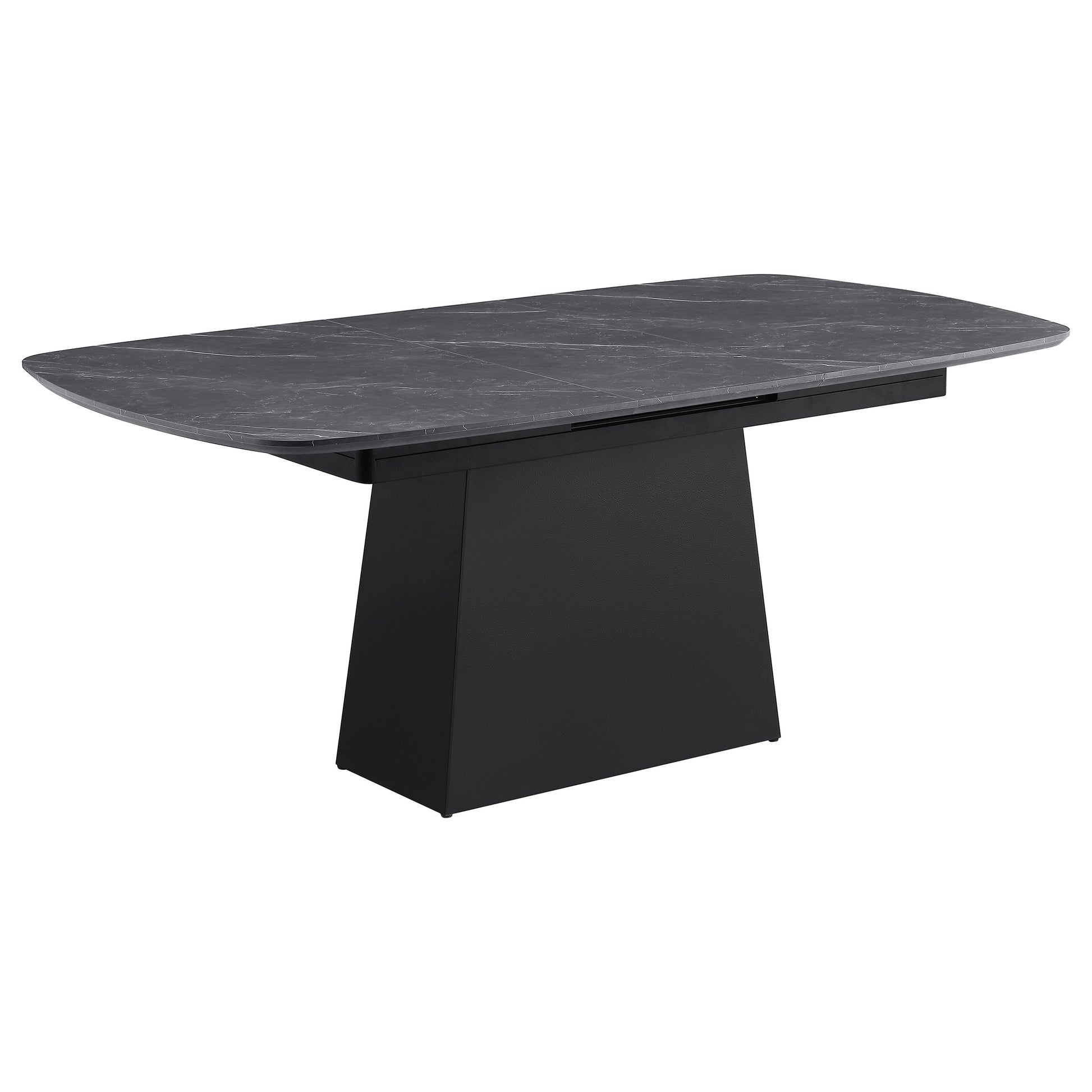 Black Faux Marble Extension Dining Table - Seats 6