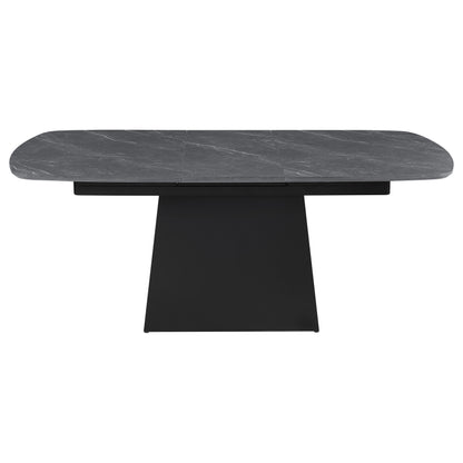 Black Faux Marble Extension Dining Table - Seats 6