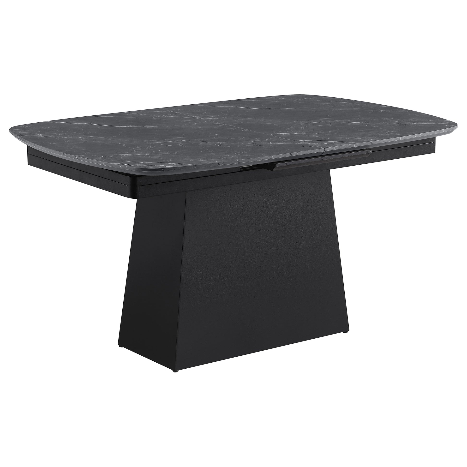 Black Faux Marble Extension Dining Table - Seats 6