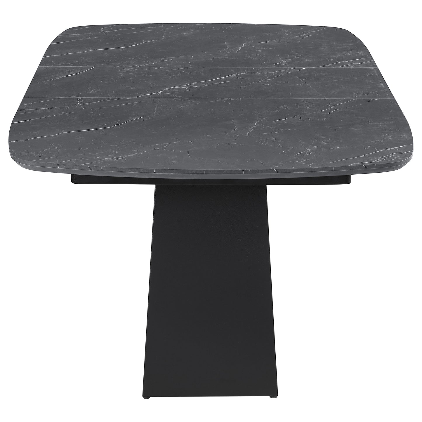 Black Faux Marble Extension Dining Table - Seats 6