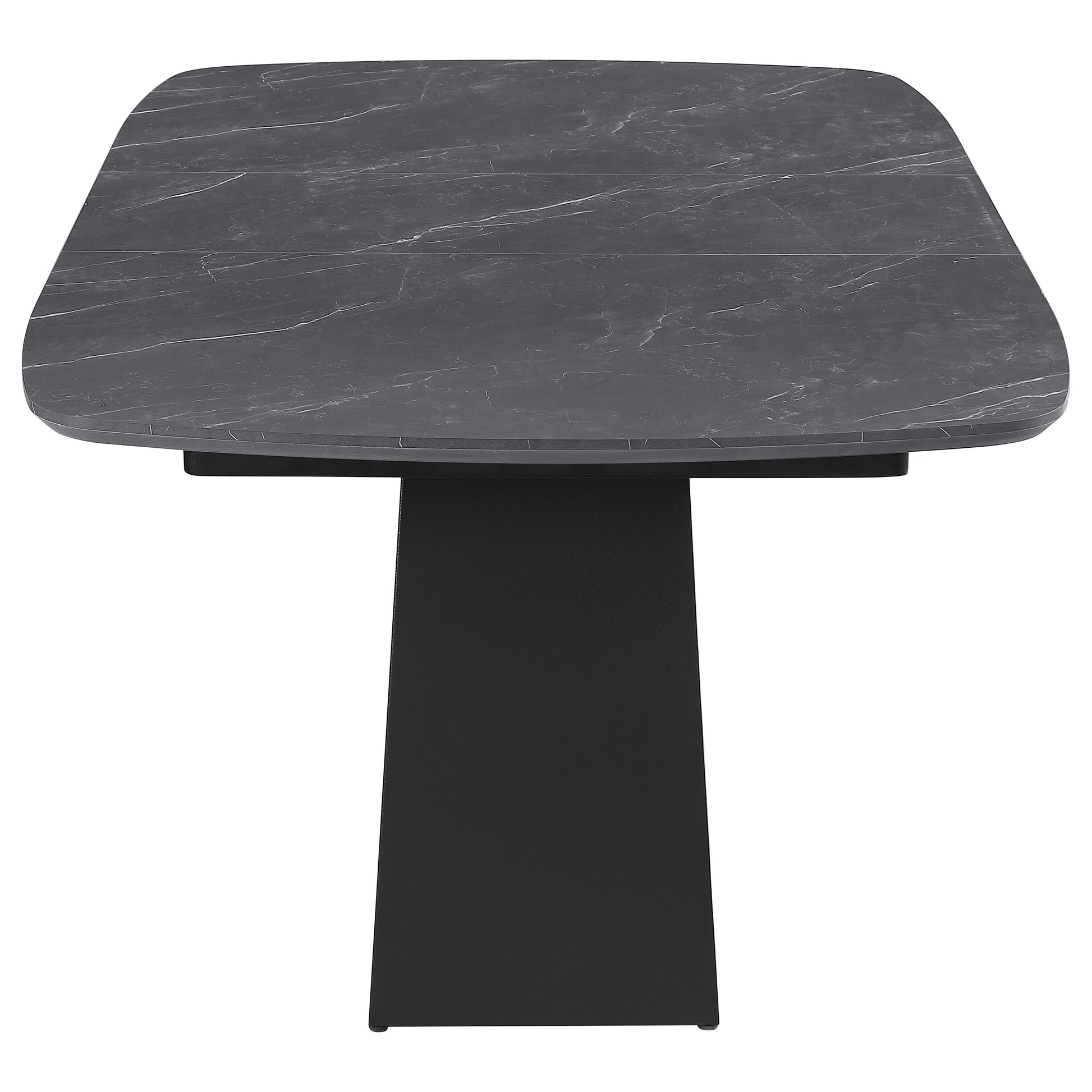 Black Faux Marble Extension Dining Table - Seats 6
