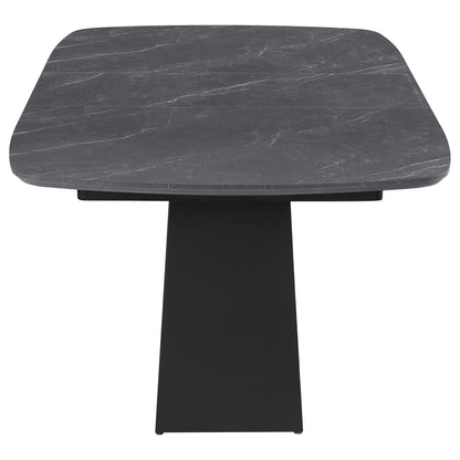 Black Faux Marble Extension Dining Table - Seats 6