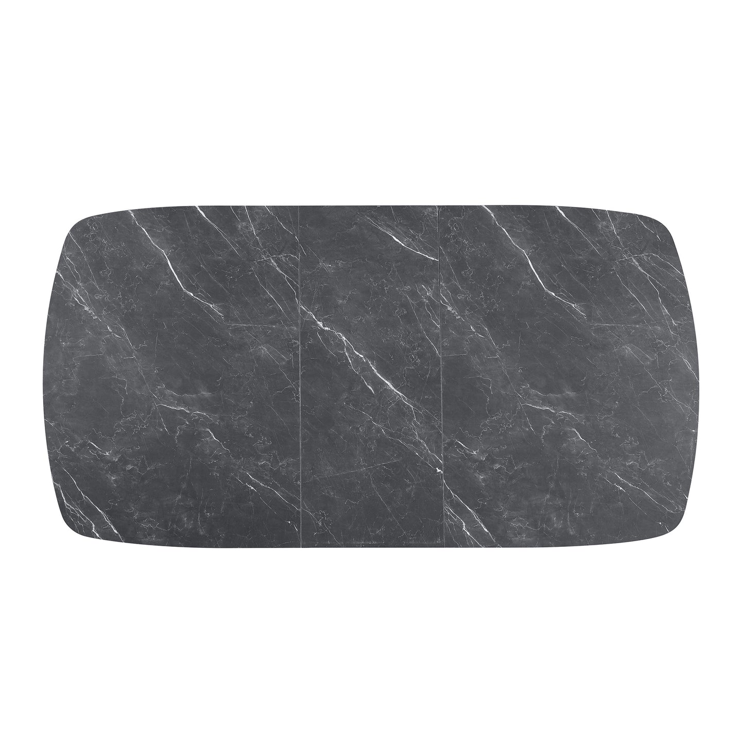 Black Faux Marble Extension Dining Table - Seats 6