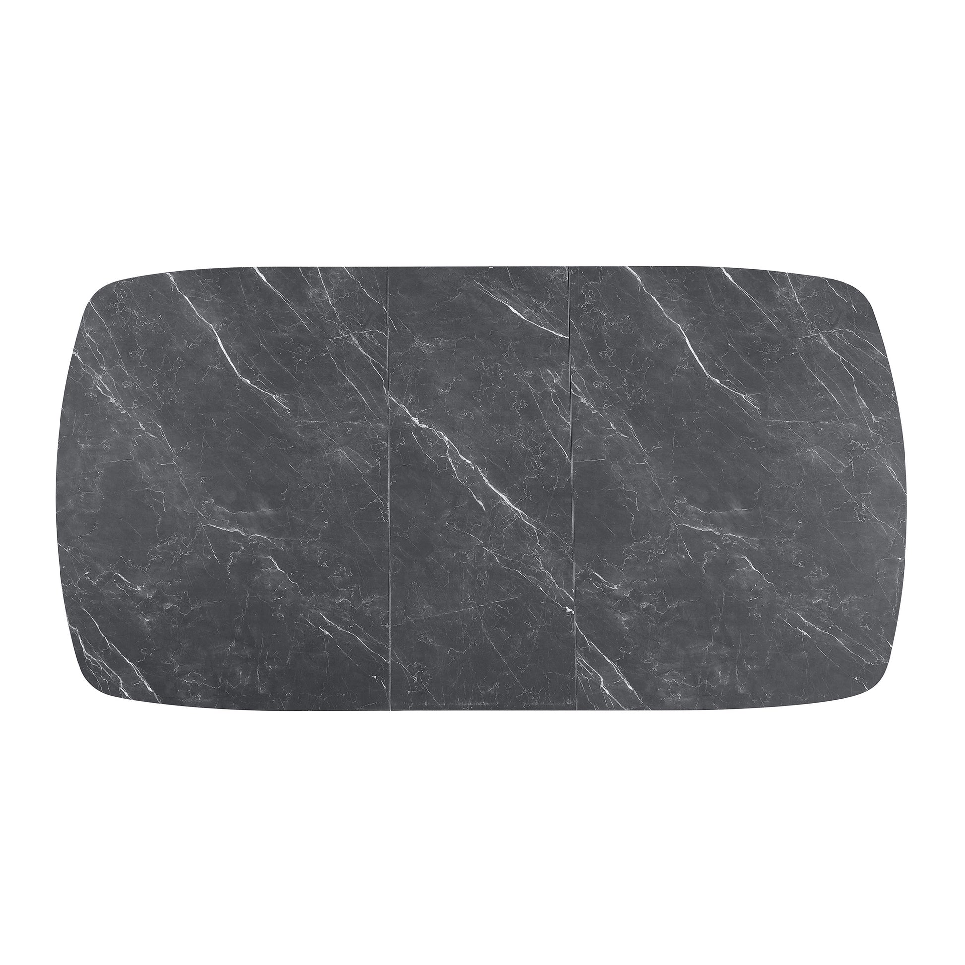 Black Faux Marble Extension Dining Table - Seats 6