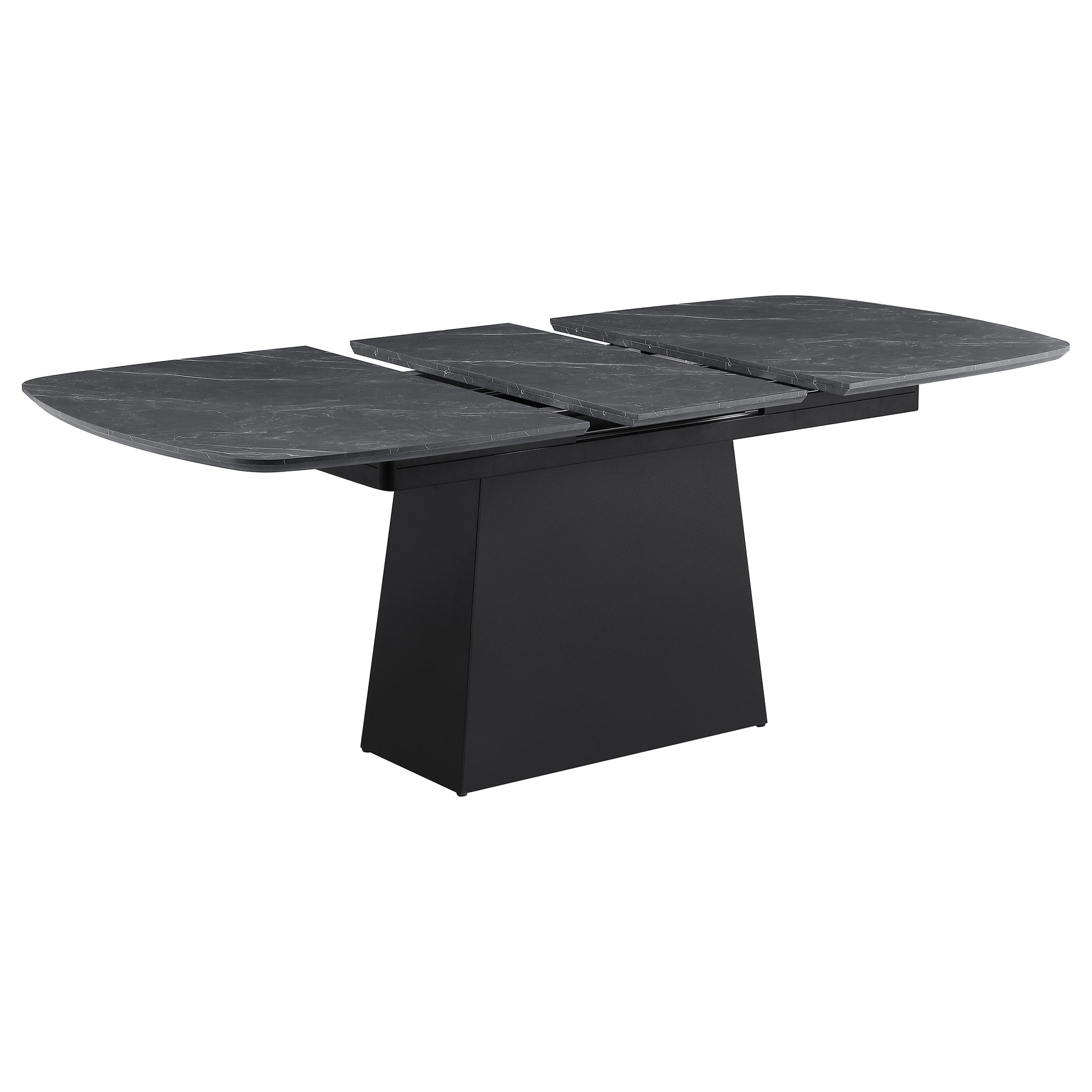 Black Faux Marble Extension Dining Table - Seats 6