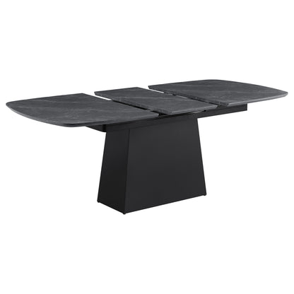 Black Faux Marble Extension Dining Table - Seats 6