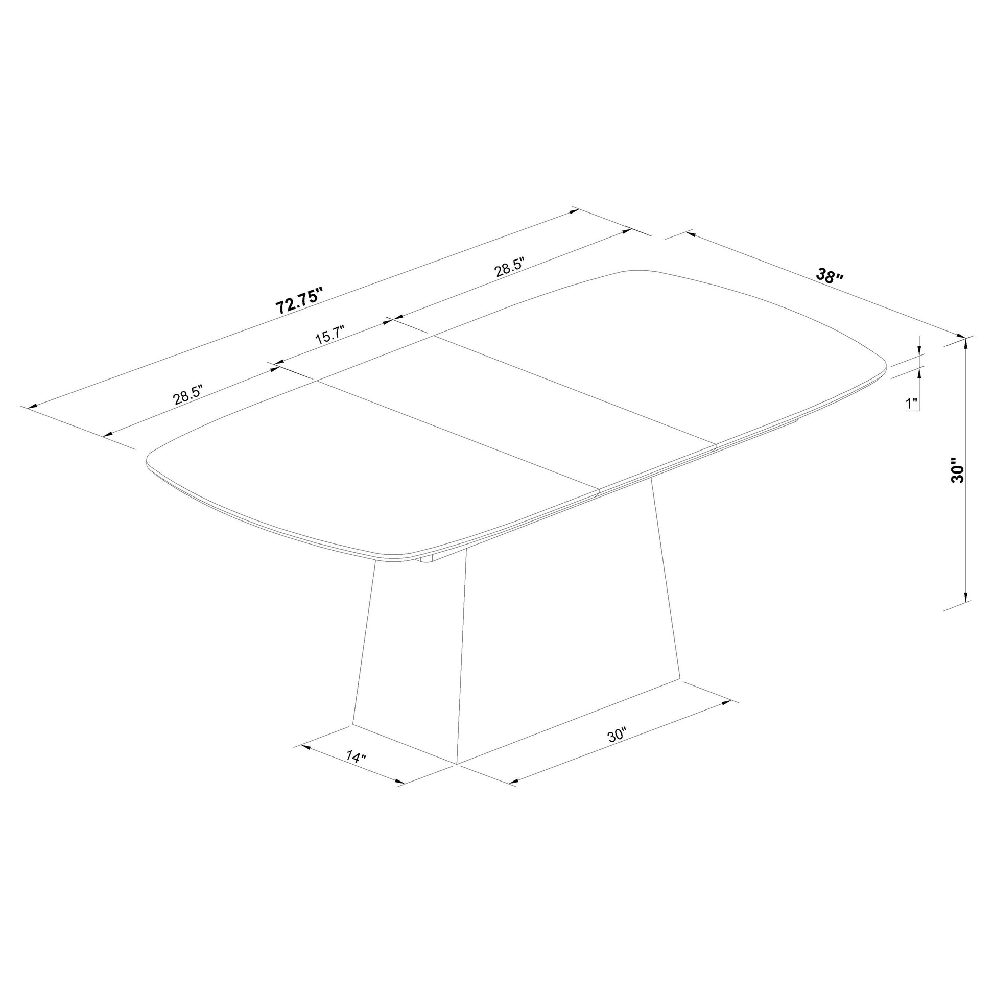 Black Faux Marble Extension Dining Table - Seats 6
