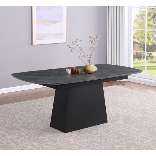 Idlewild Black Faux Marble Extension Leaf Dining Table