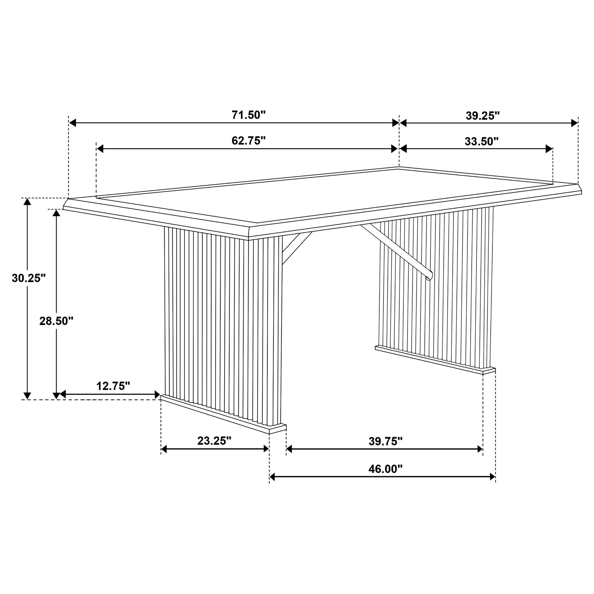 Brown Rectangular Dining Table - Seats 4