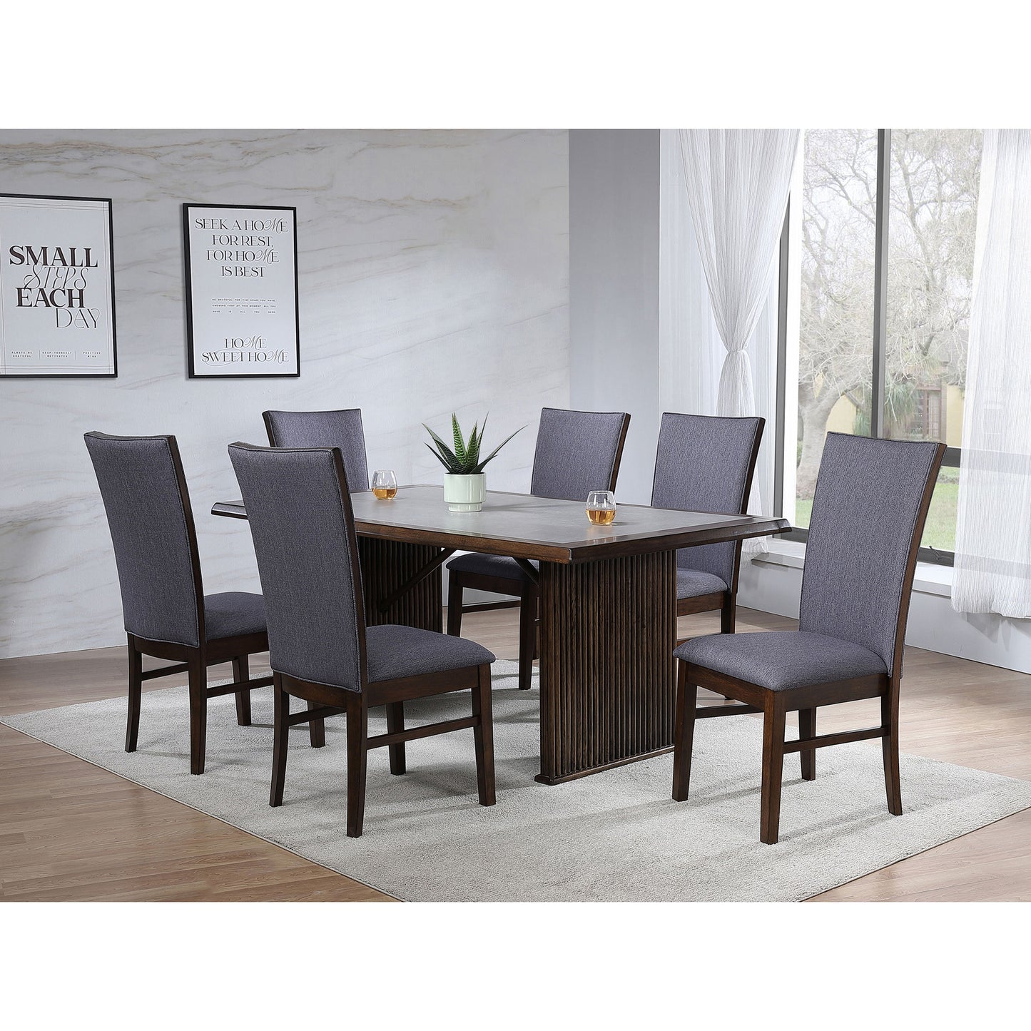 Brown Rectangular Dining Table - Seats 4