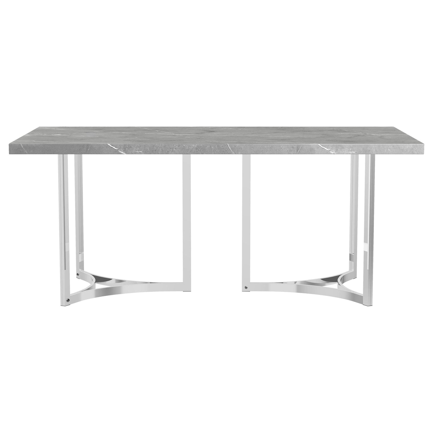 Contemporary Grey Dining Table with Steel Pedestal Base