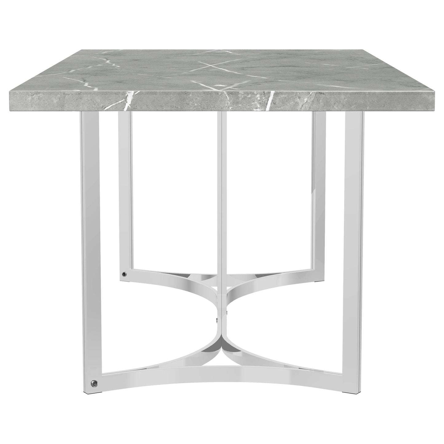 Contemporary Grey Dining Table with Steel Pedestal Base