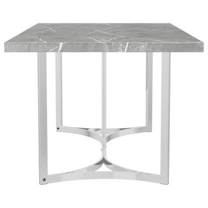 Contemporary Grey Dining Table with Steel Pedestal Base