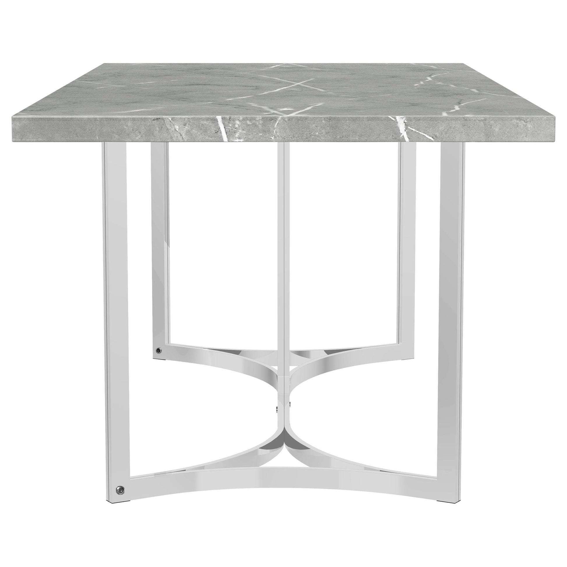 Contemporary Grey Dining Table with Steel Pedestal Base