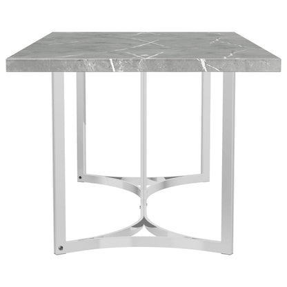 Contemporary Grey Dining Table with Steel Pedestal Base
