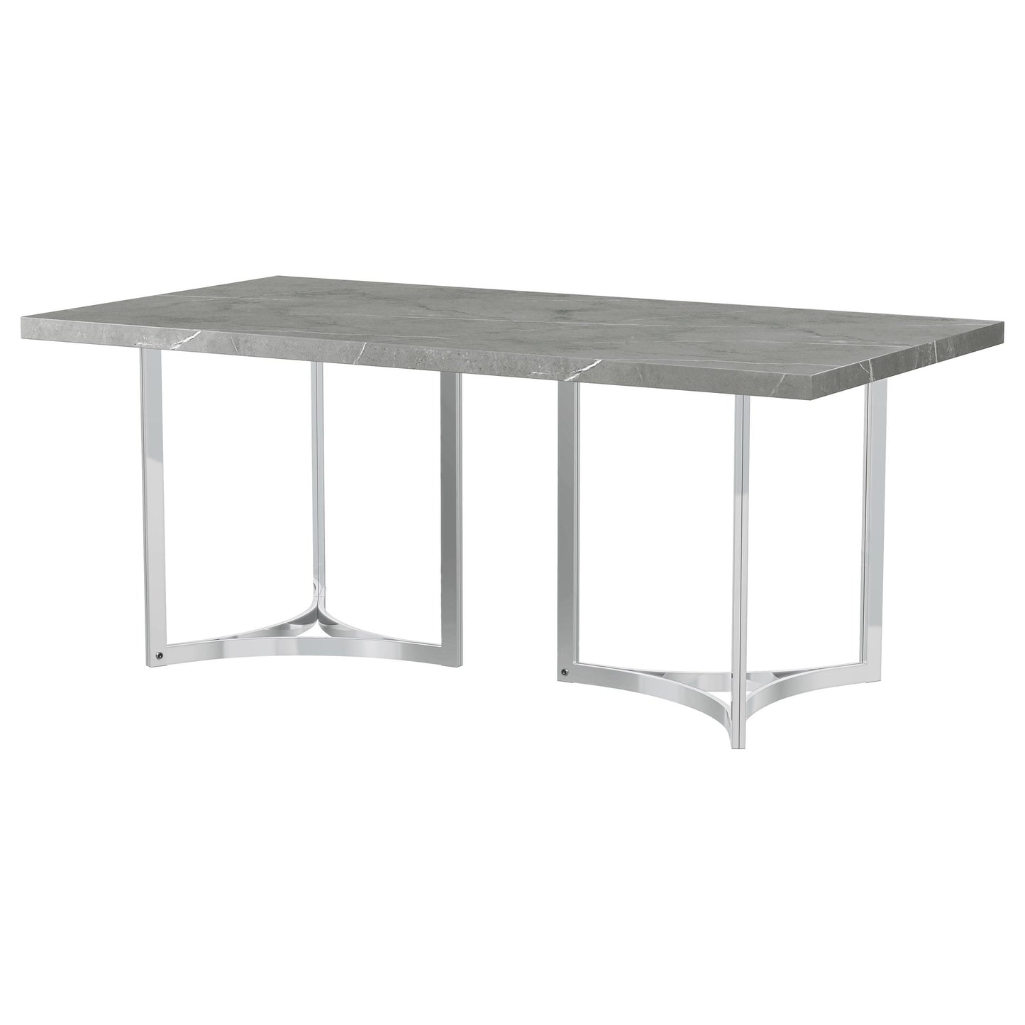 Contemporary Grey Dining Table with Steel Pedestal Base