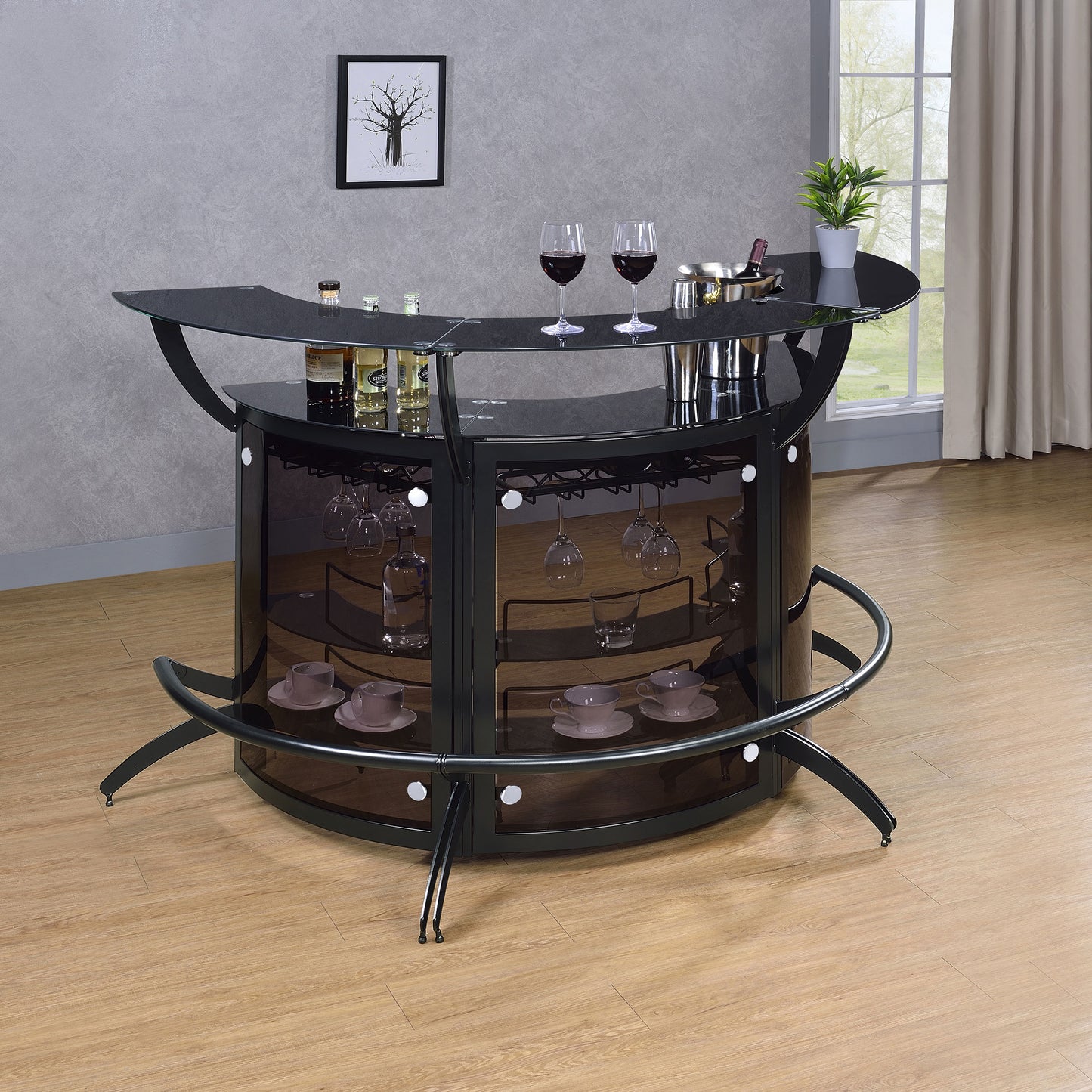 Black Metal Bar Table - 3 Piece Contemporary Design for Dining Room