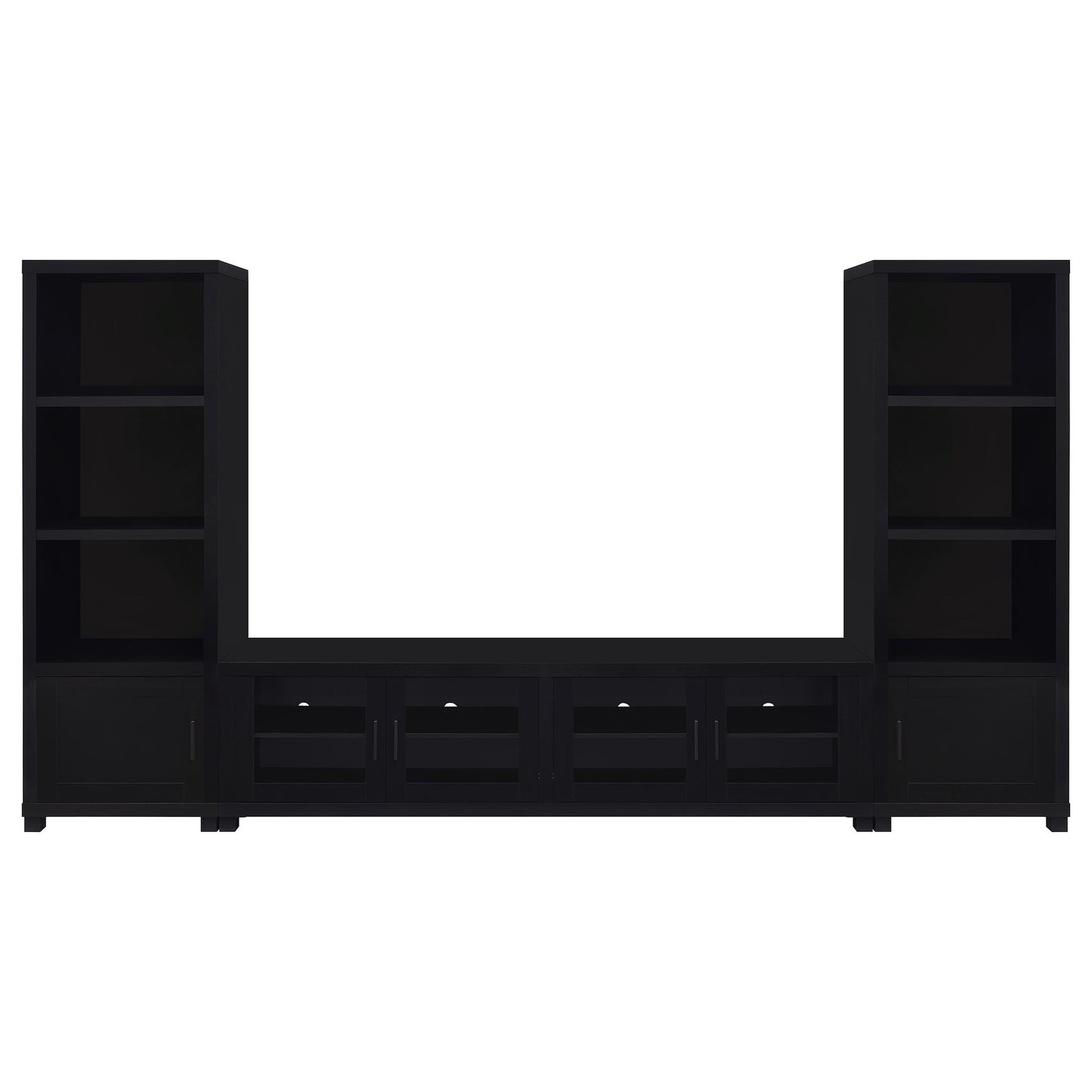 Black 3-Piece TV Stand & Media Towers - 79 Inch Storage