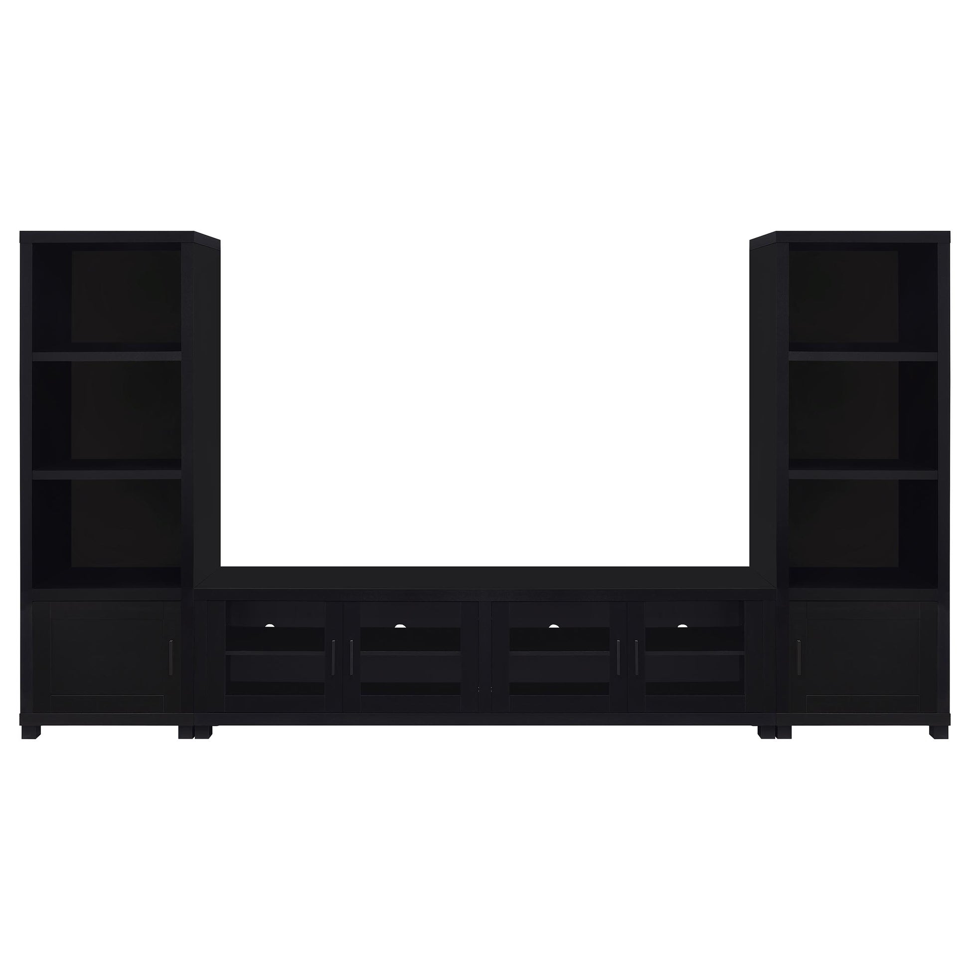 Black 3-Piece TV Stand & Media Towers - 79 Inch Storage