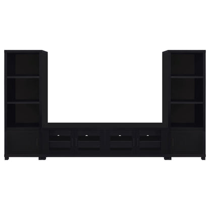 Black 3-Piece TV Stand & Media Towers - 79 Inch Storage