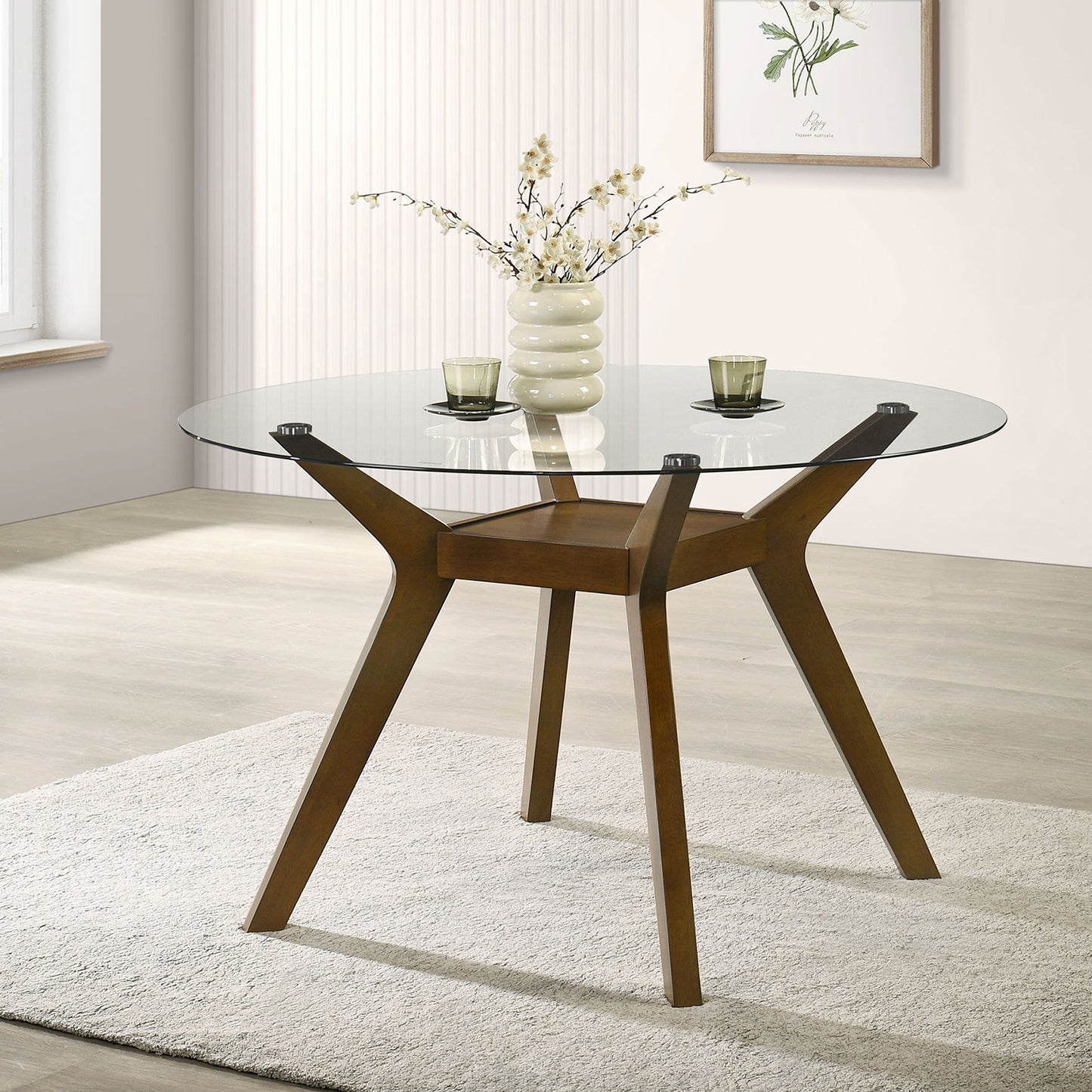 Mid-Century Modern Round Wood Dining Table for Dining Room