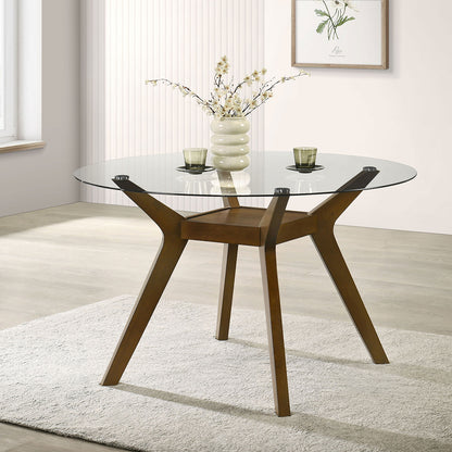 Mid-Century Modern Round Wood Dining Table for Dining Room