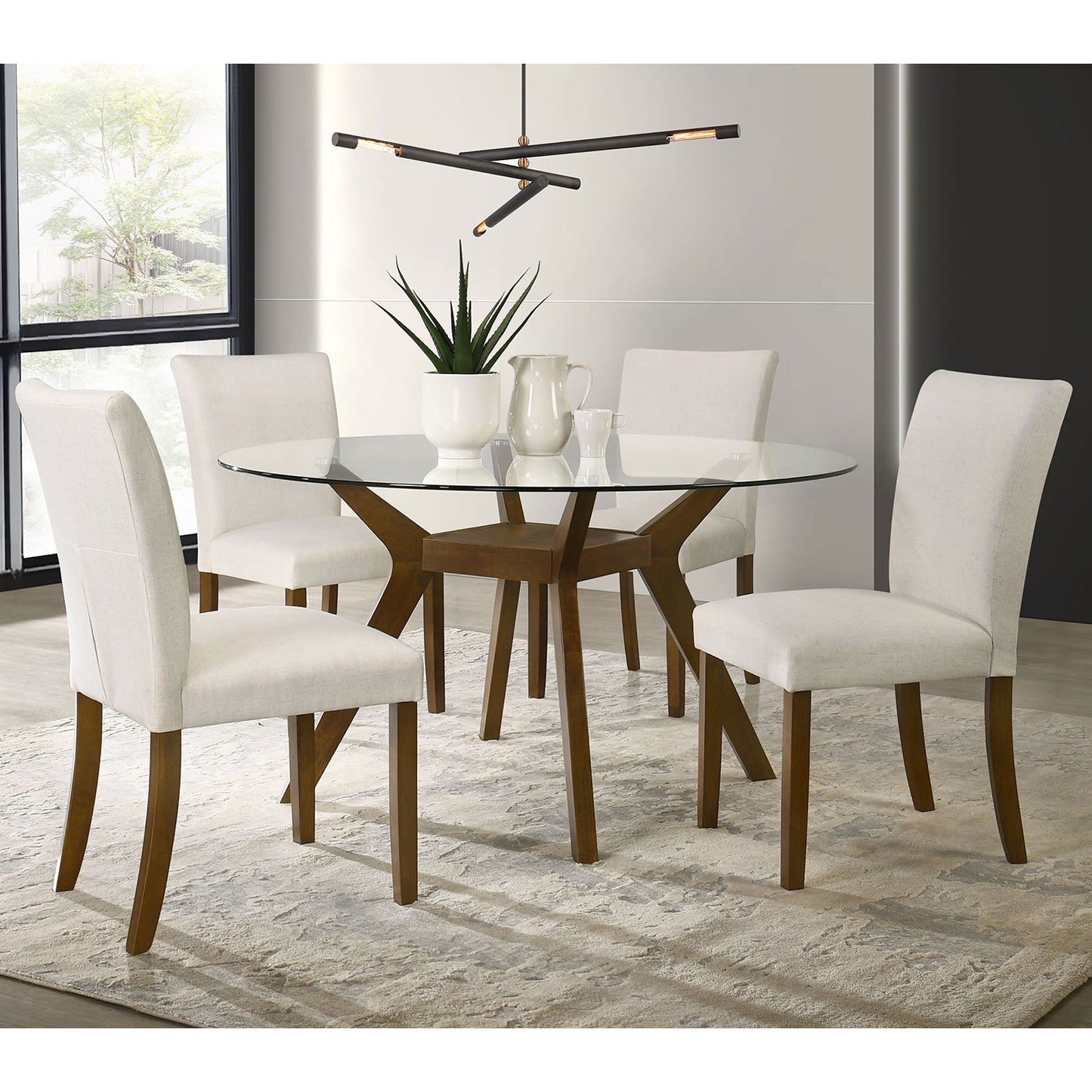 Mid-Century Modern Round Wood Dining Table for Dining Room