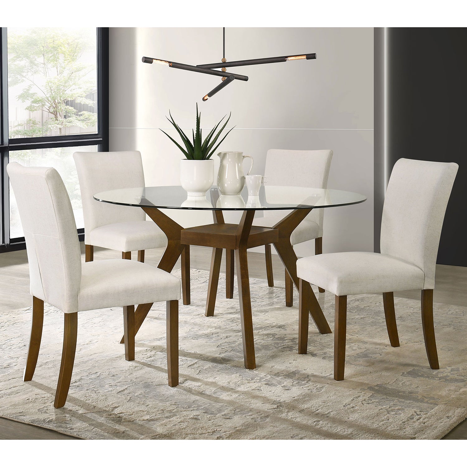 Mid-Century Modern Round Wood Dining Table for Dining Room