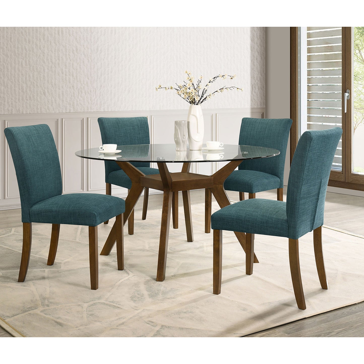 Mid-Century Modern Round Wood Dining Table for Dining Room