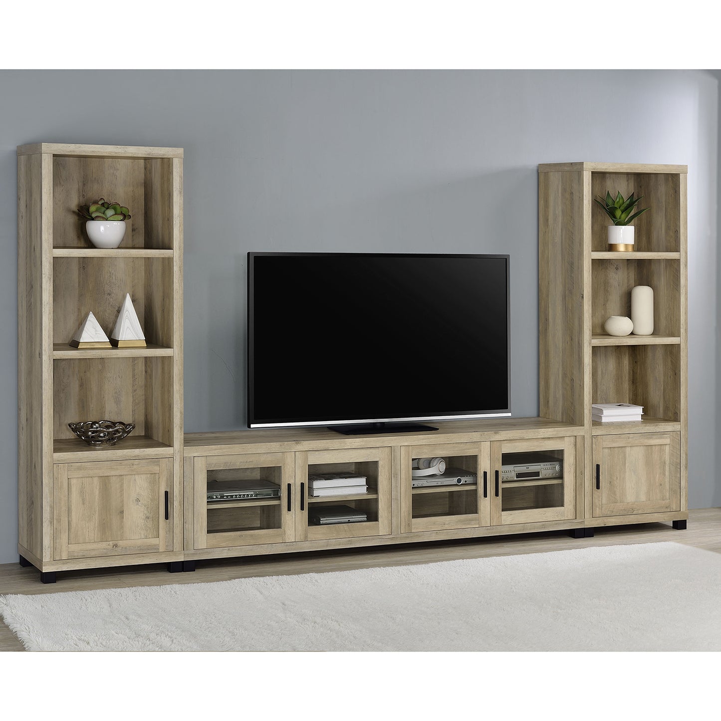 Natural Engineered Wood 6 Piece Sectional Sofa