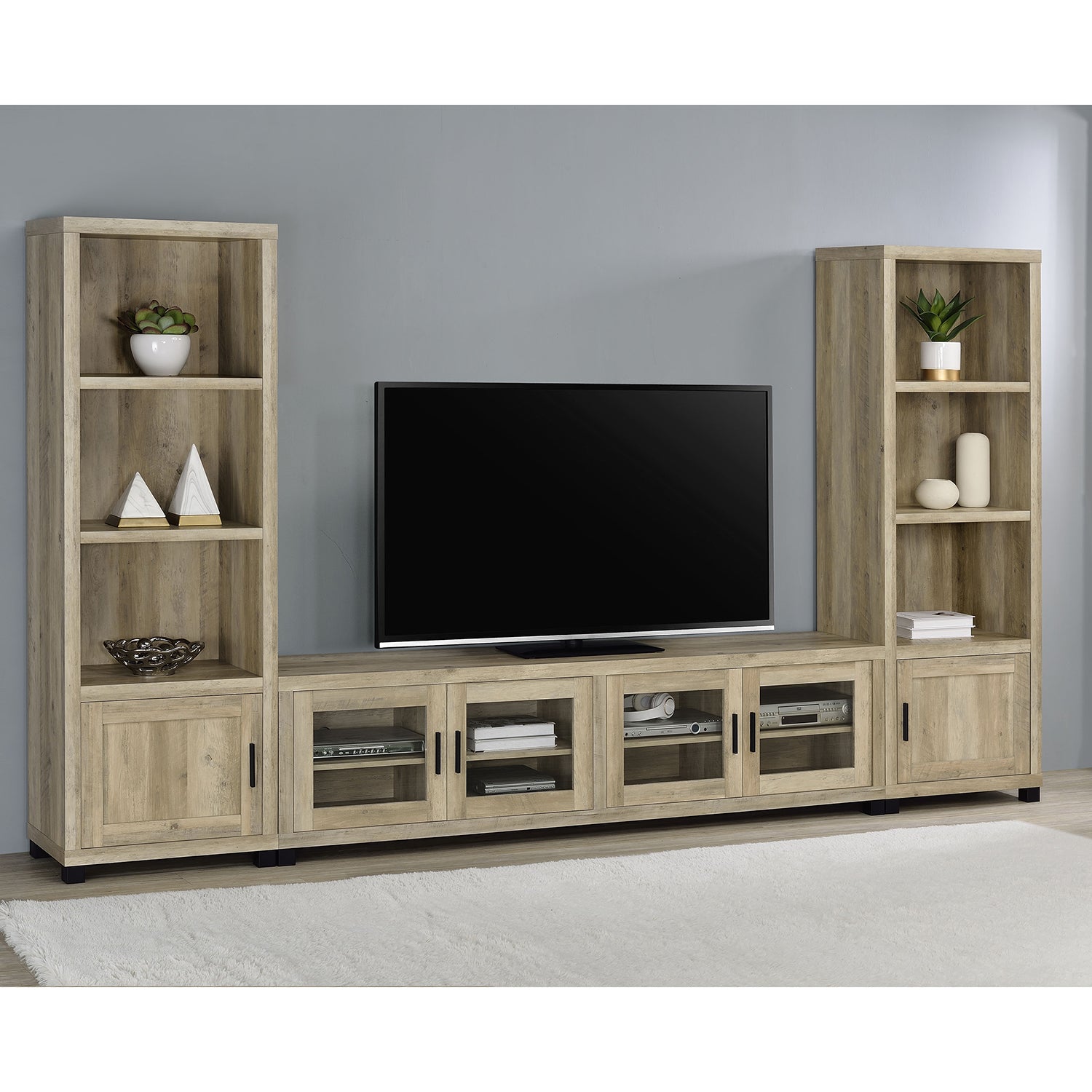 Natural Engineered Wood 6 Piece Sectional Sofa