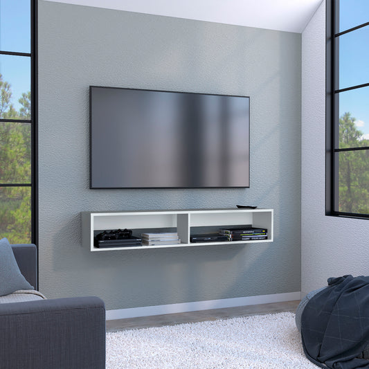 Warrior 59" Floating Tv Stand with Two open shelves, media compartments and cable management
