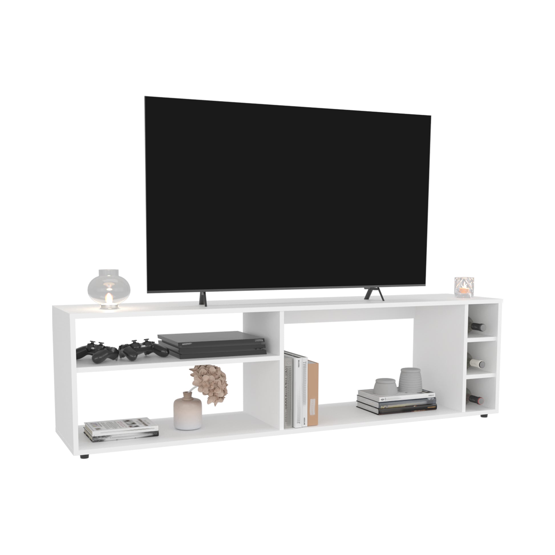 Suxta 63" Tv Stand - White with Storage & Cable Management