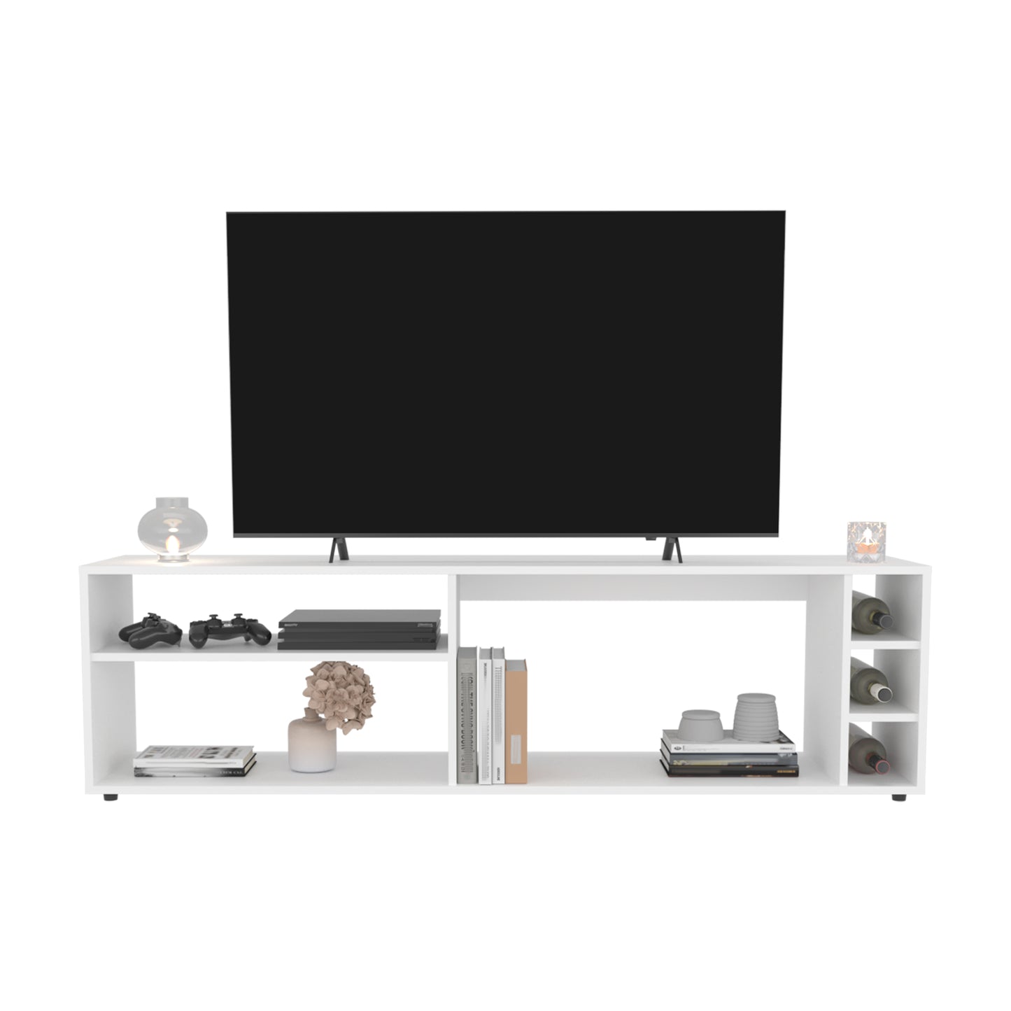 Suxta 63" Tv Stand - White with Storage & Cable Management