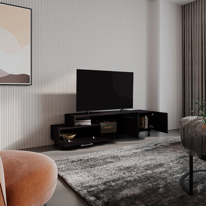 Athol 69" Wide TV Stand - Black Storage & Cable Management