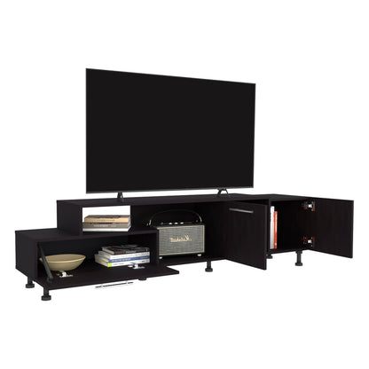 Athol 69" Wide TV Stand - Black Storage & Cable Management