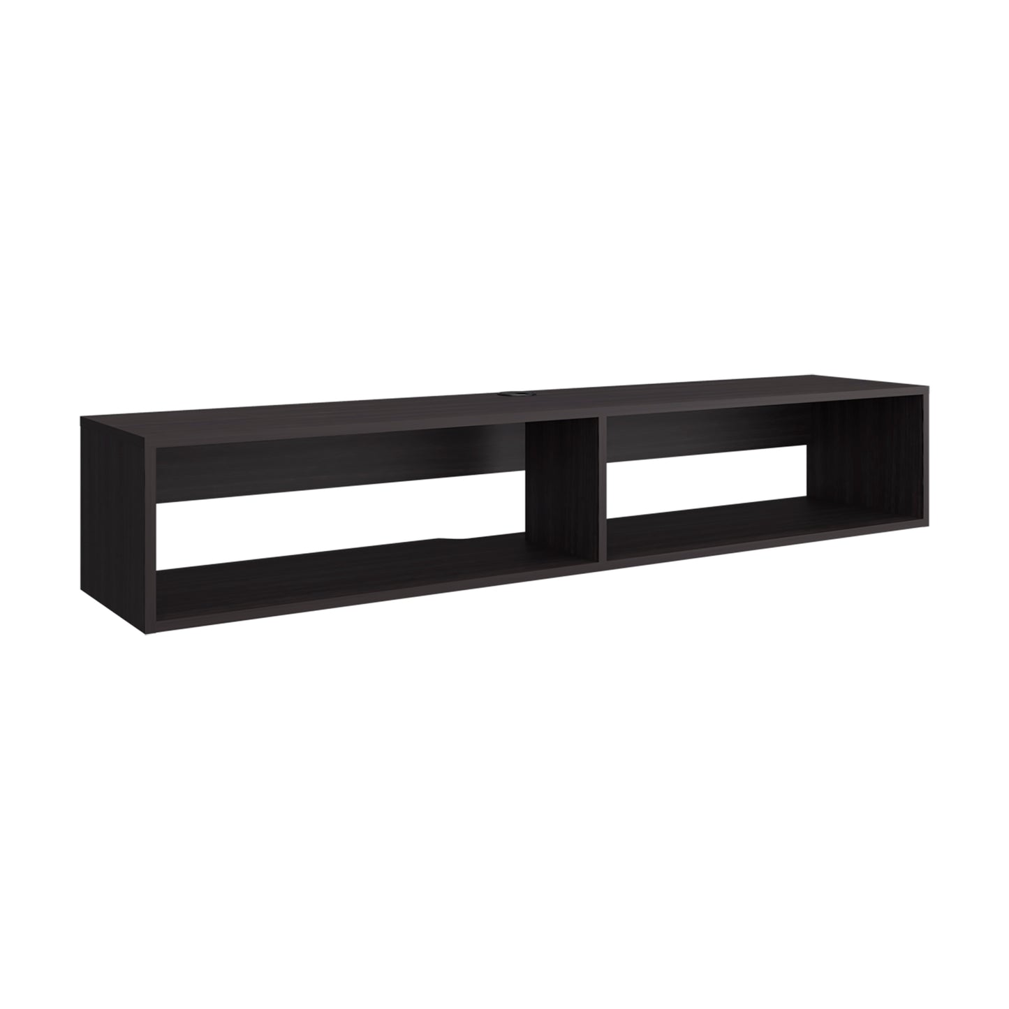 59" Dark Walnut Floating TV Stand with Storage Shelves for Living Room