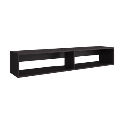 59" Dark Walnut Floating TV Stand with Storage Shelves for Living Room