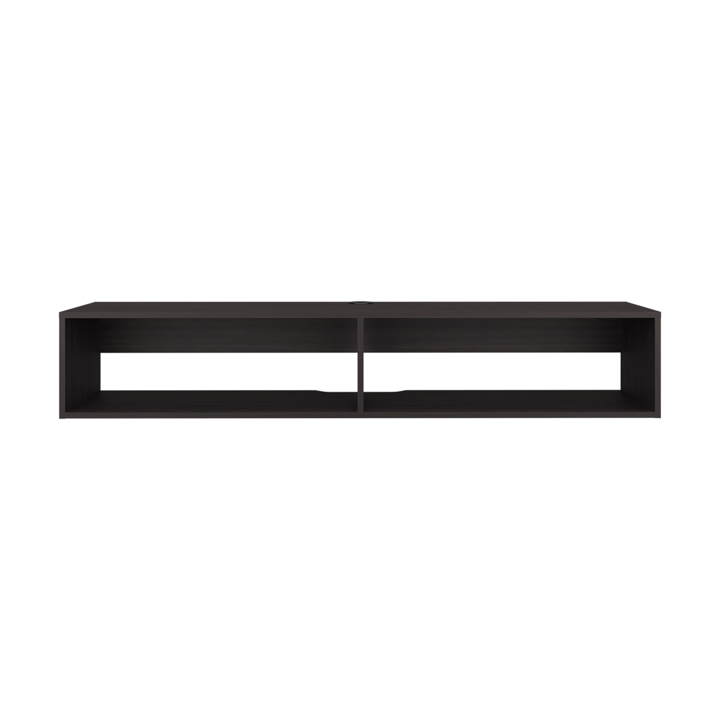59" Dark Walnut Floating TV Stand with Storage Shelves for Living Room