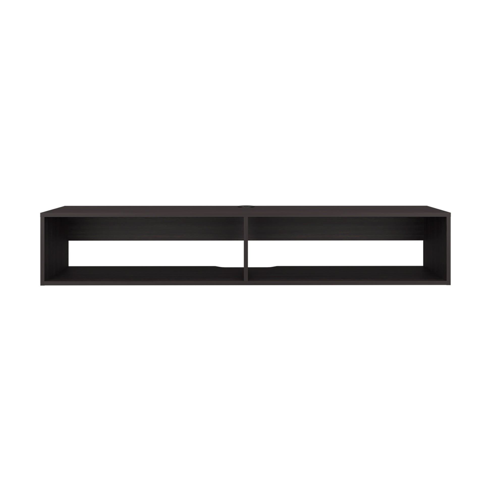 59" Dark Walnut Floating TV Stand with Storage Shelves for Living Room